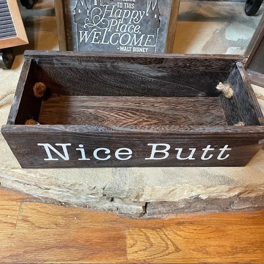 New Rustic Farmhouse Wood Bathroom Decor Toilet Paper Storage Caddy
